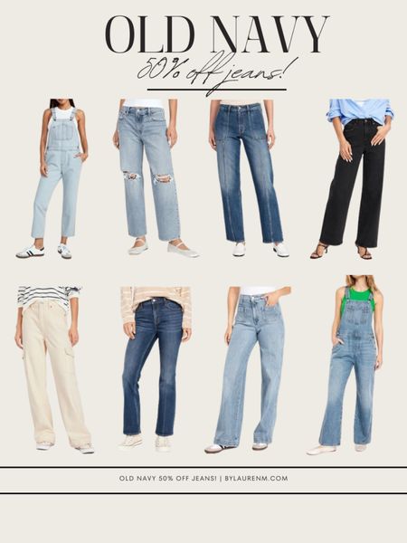 50% off jeans at Old Navy! Overalls, straight leg jeans? Wide leg jeans, black jeans, white jeans. @oldnavy denim sale! #oldnavy 

#LTKsalealert #LTKfindsunder50