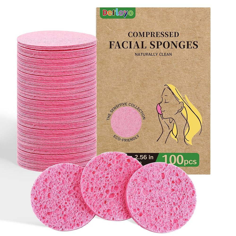 100-Count Compressed Facial Sponges, Natural Cellulose Face Sponges for Cleansing, Exfoliating, W... | Amazon (US)