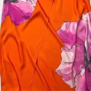 NWT Ted Baker Bethhie burnt orange floral asymmetric twist slip midi skirt 16 | Poshmark