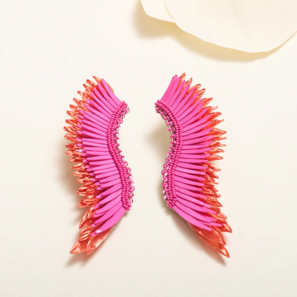 Raffia Madeline Earrings Orange Pink | Mignonne Gavigan
