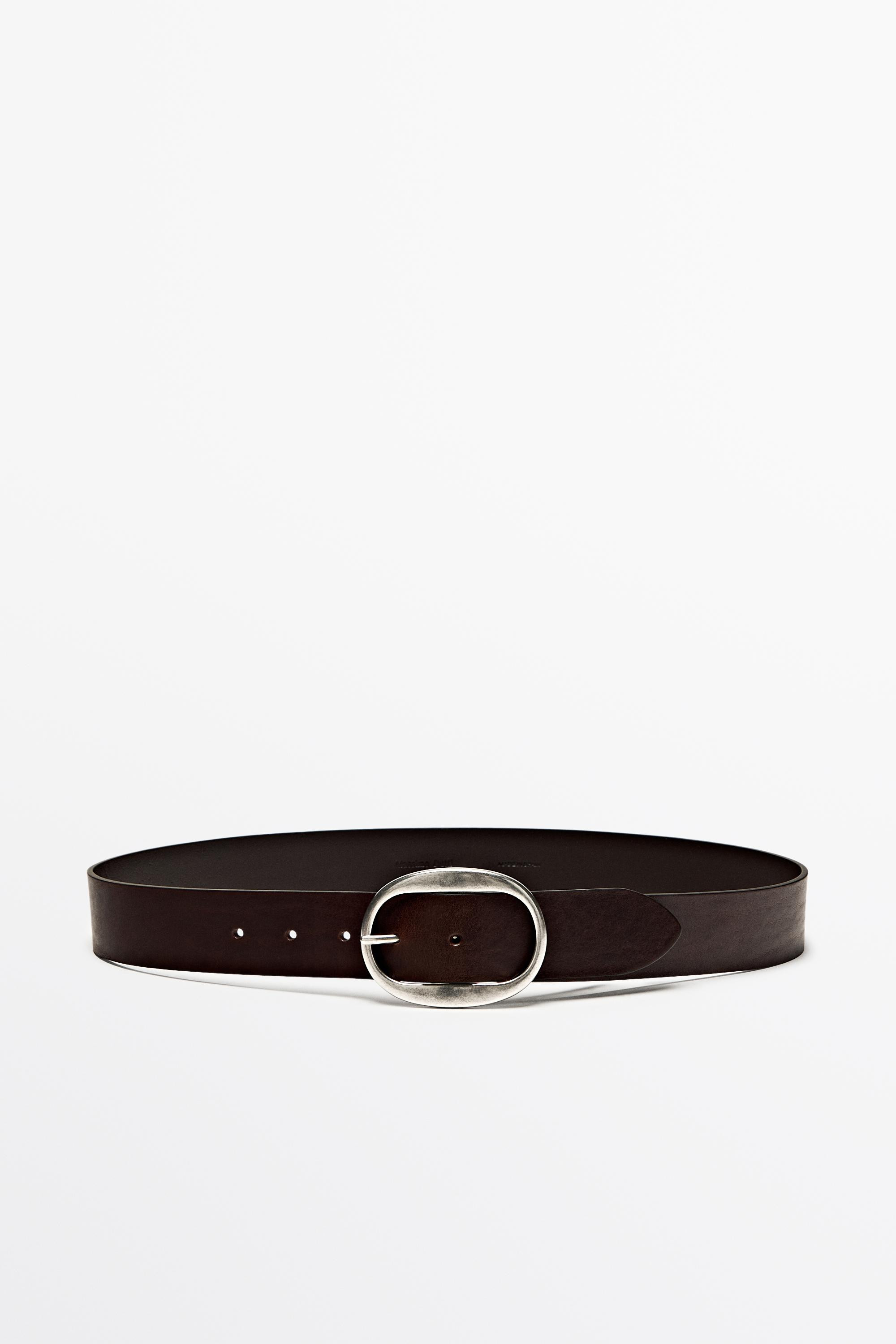 Nappa leather belt with oval buckle | Massimo Dutti UK