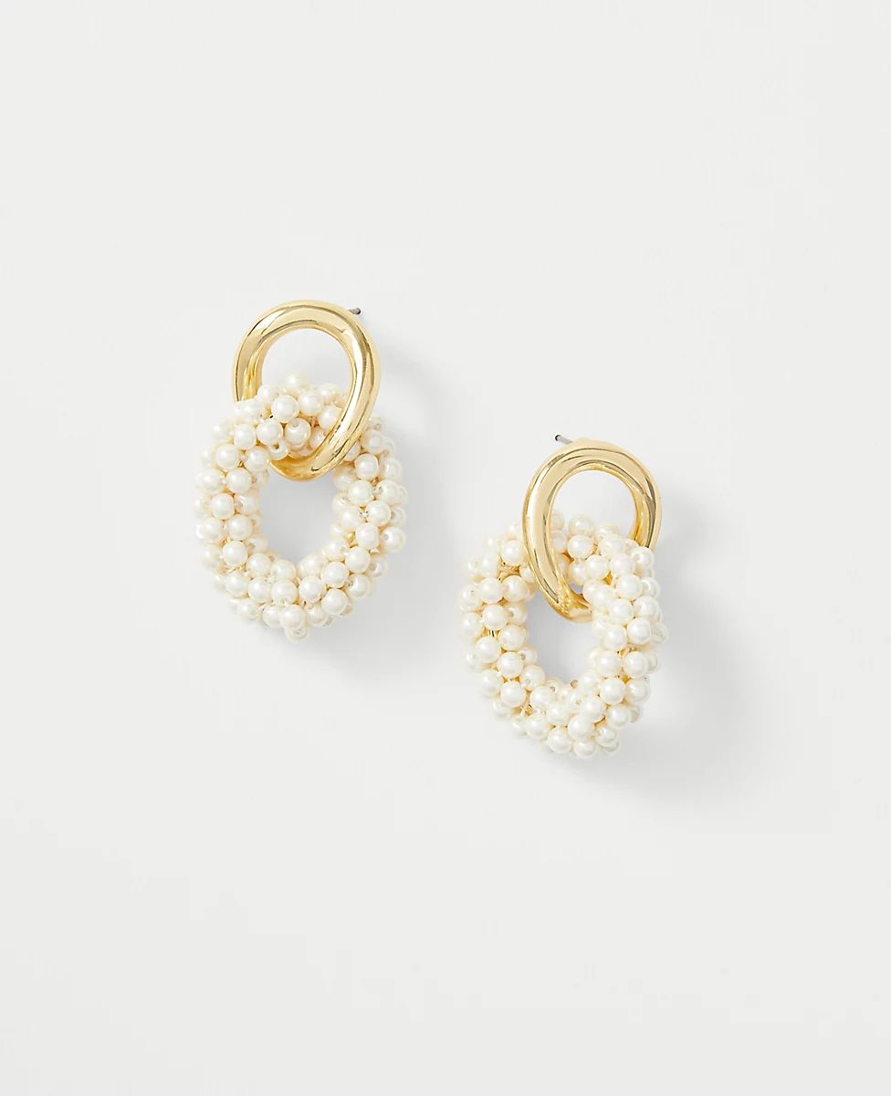 Pearlized Metal Link Drop Earrings | Ann Taylor (US)