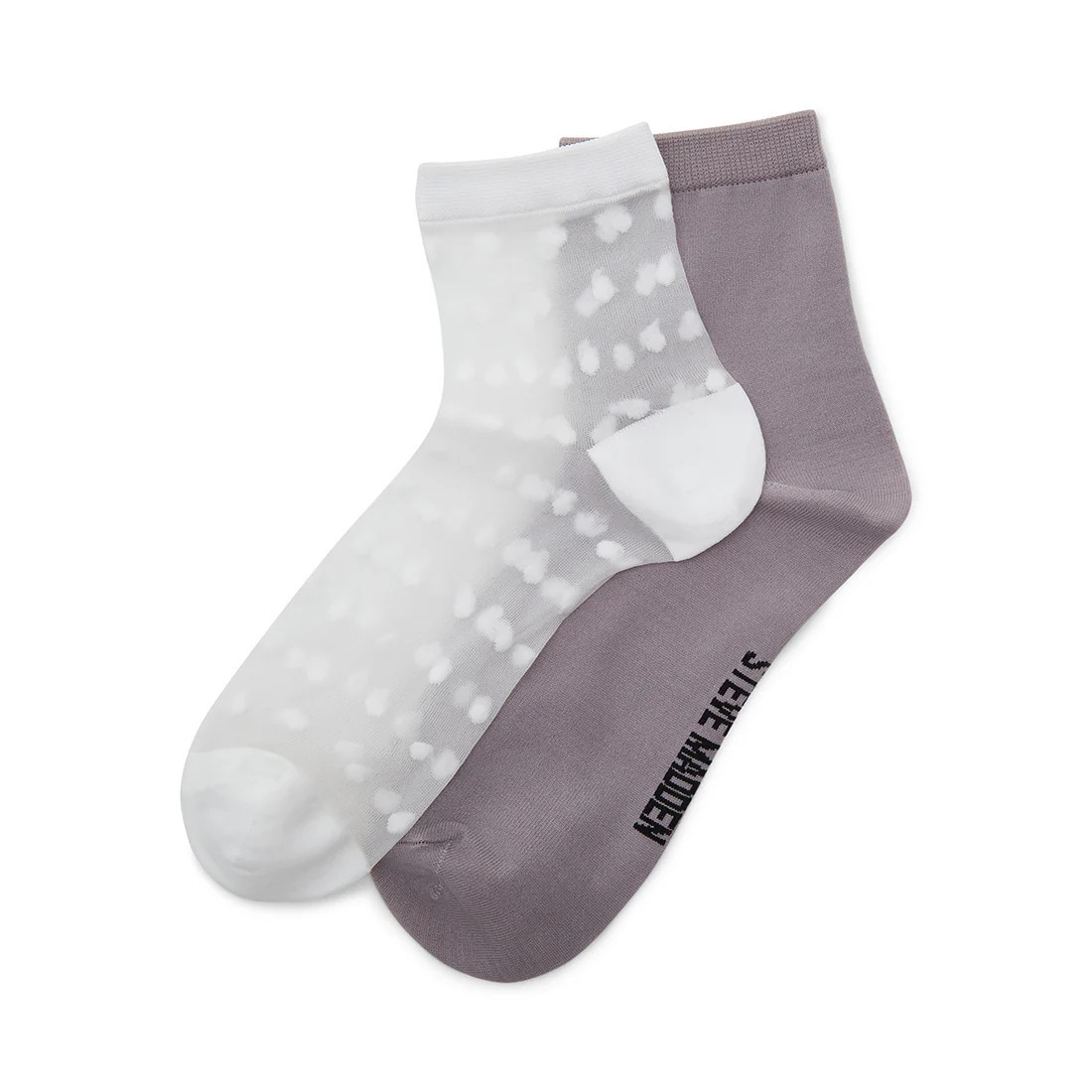 MESH POLKA DOT ANKLET SOCKS WHITE/GREY | Steve Madden (US)