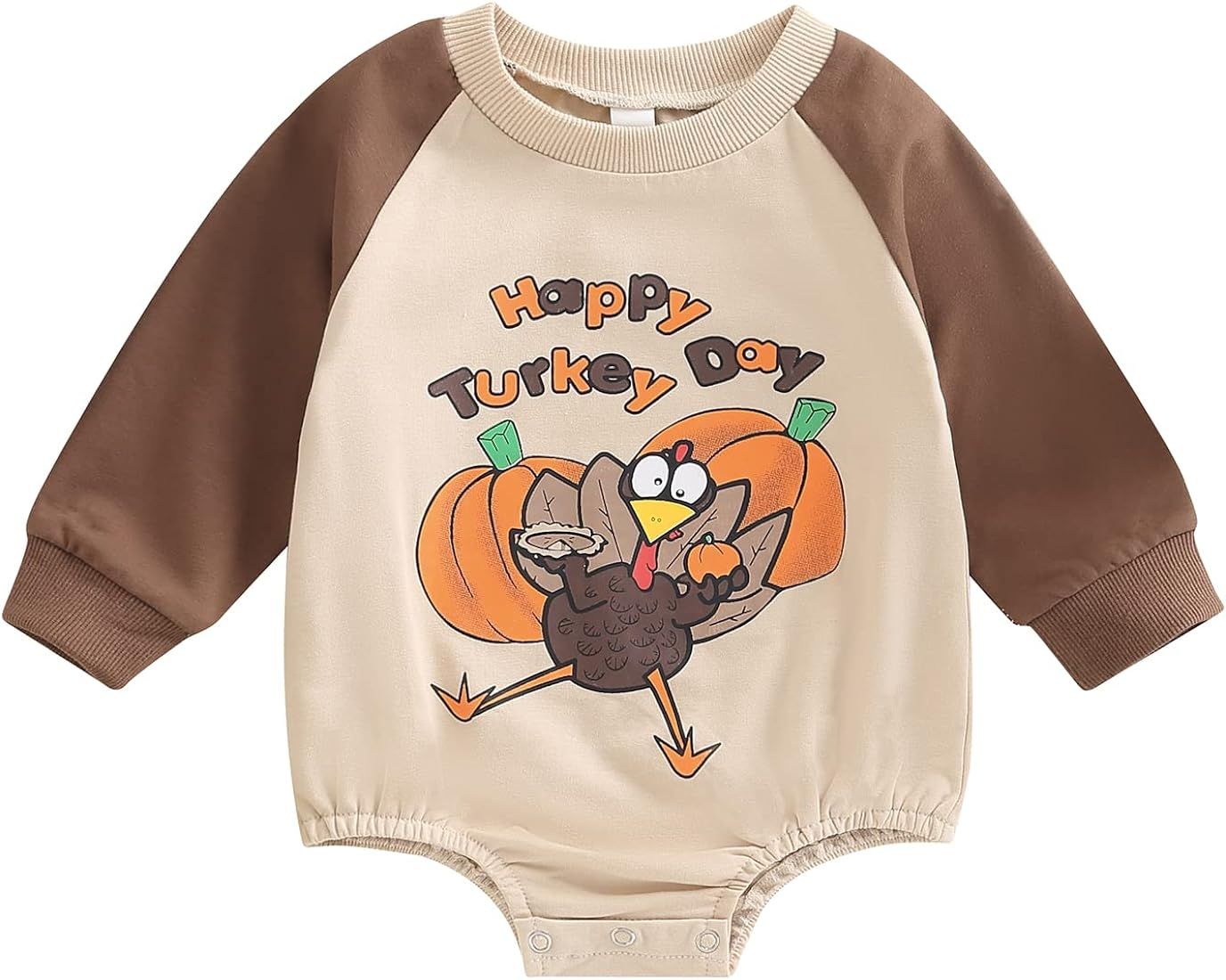 Infant Baby Boy Girl Fall Winter Romper Clothes Kids Long Sleeve Pumpkin Turkey Floral Bodysuit Fest | Amazon (US)