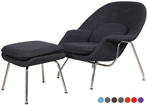 MLF® Eero Saarinen Womb Lounge Chair and Ottman, Premium Cashmere (Dark Grey) (8 Colors) | Amazon (US)