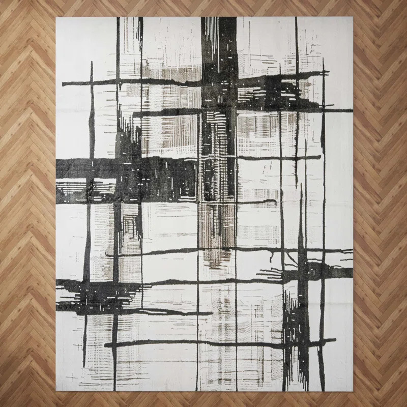 Non-Slip Machine Washable Grey Cream Modern Area Rug For Living Room, Hallway Runner, Entryway Ru... | Wayfair North America