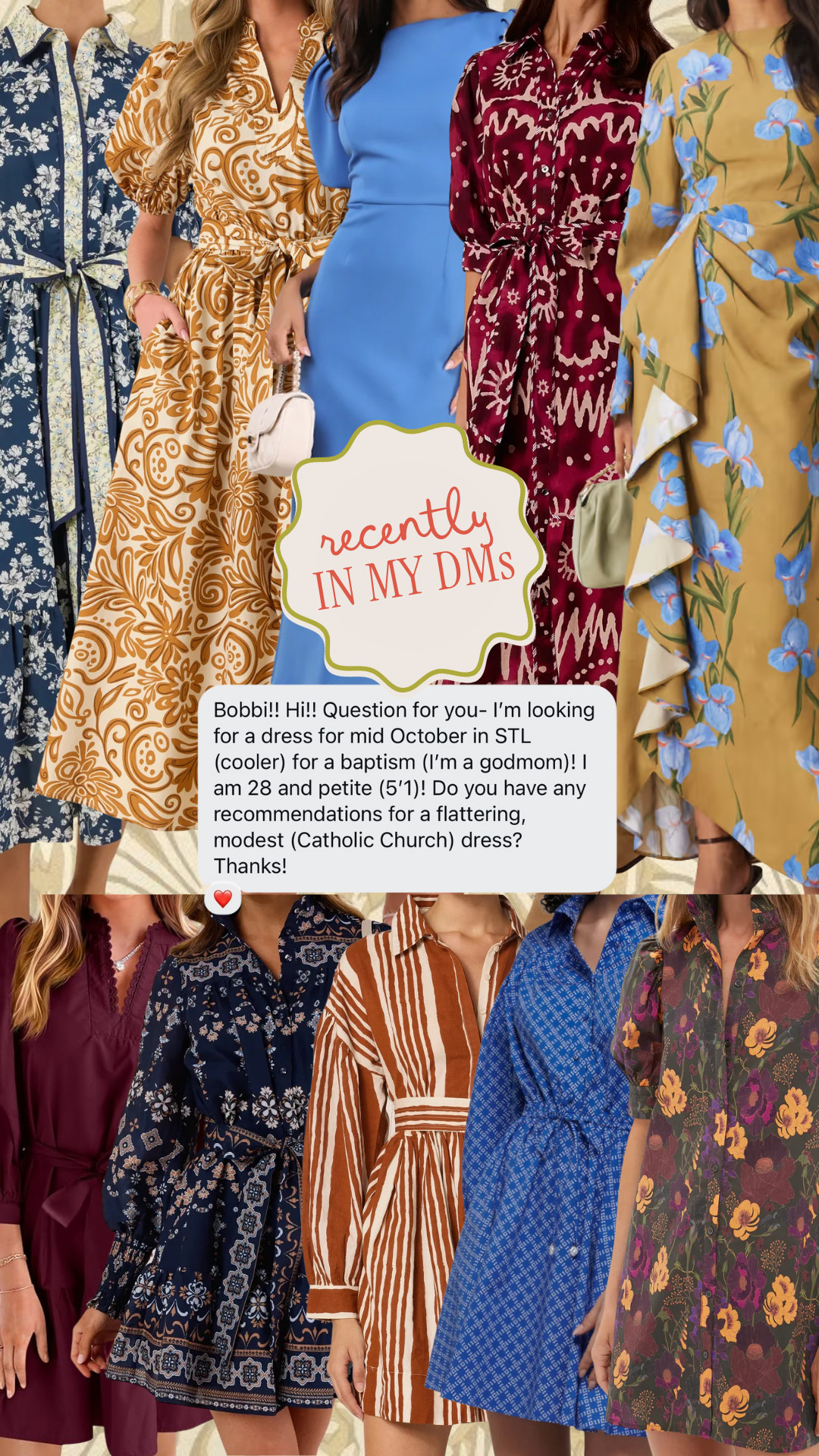 Sharing some modest + flattering dresses for a fall baptism. Think cooler-weather styles that still feel special and appropriate for church — feminine silhouettes, classic prints, and midi lengths that are timeless yet chic. Here are some beautiful options that check all the boxes...

modest fall dresses, baptism guest dress, fall church dresses, petite fall dresses, modest midi dresses, affordable fall dresses, fall wedding guest dresses, chic long sleeve dresses, fall fashion 2025, flattering petite dresses 

 #LTKSeasonal #LTKParties #LTKFindsUnder100