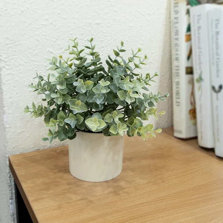 Mainstays 8.5" Artificial Eucalyptus Plant in Cream Pot | Walmart (US)