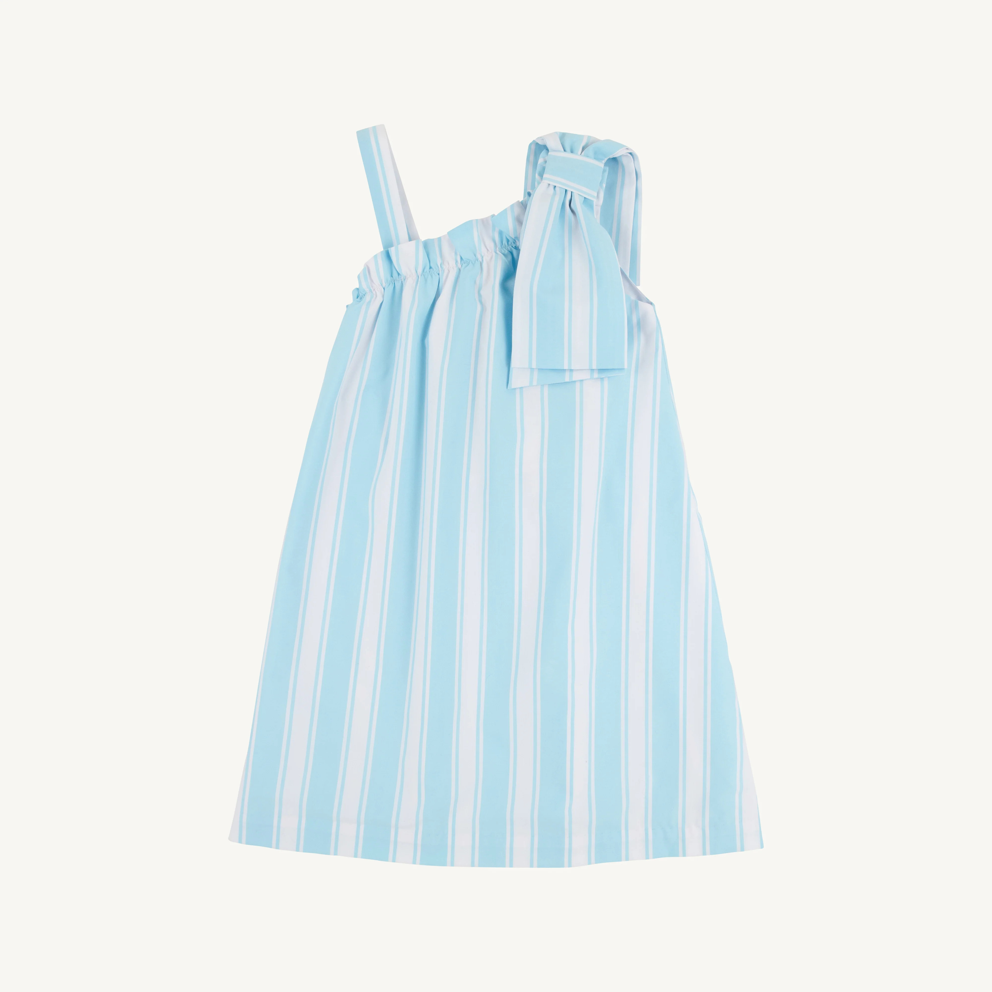 Maebelle Bow Dress - Belhaven Blue Ticking Stripe | The Beaufort Bonnet Company