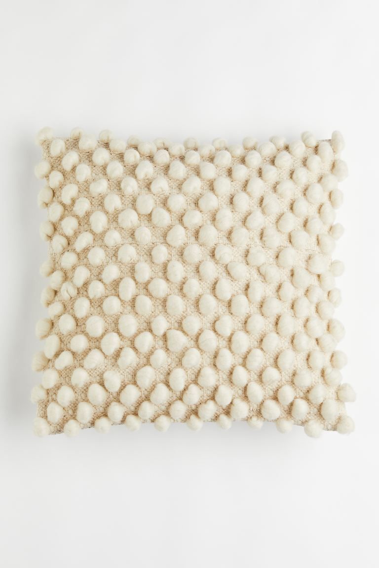 Wool-blend Cushion Cover - Light beige/white - Home All | H&M US | H&M (US + CA)