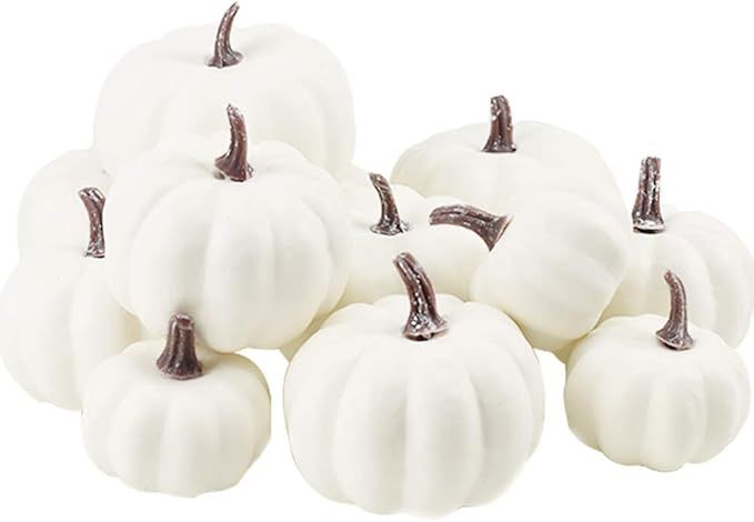 12 pcs Artificial Pumpkins Decoration for Halloween, Fall Thanksgiving, Christmas Pumpkins, Lifel... | Amazon (US)