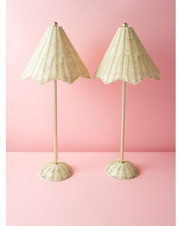 2pk 29in Rattan Scalloped Shade Table Lamps | HomeGoods