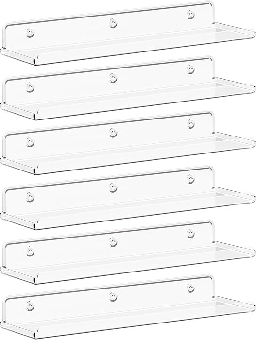 Lifewit Floating Shelves for Wall 6 Pack, 15" Acrylic Room Decor Shelves for Book/Figures/Photo/M... | Amazon (US)