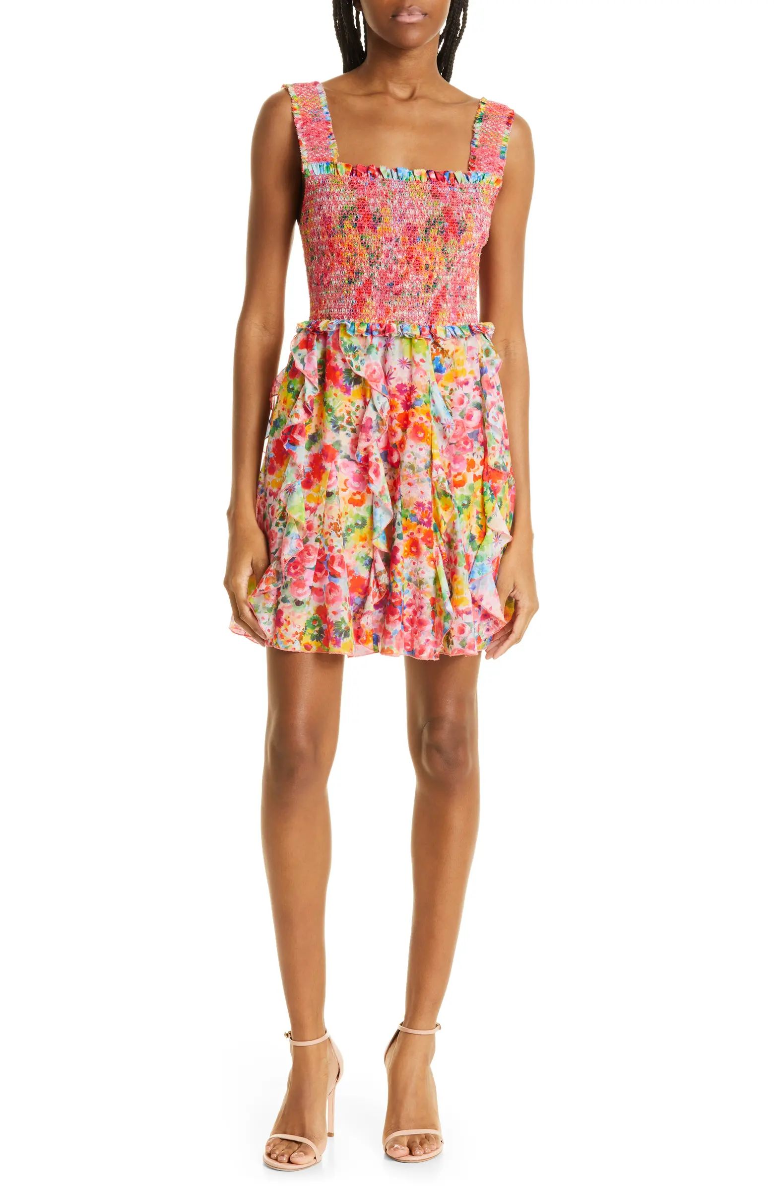 Jocelyn Floral Cotton & Silk SundressALICE + OLIVIA | Nordstrom