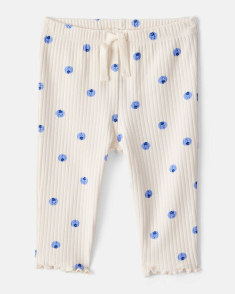 Baby Girl Blueberry Print Cotton Pull-On Pants - Ivory | Carter's Inc