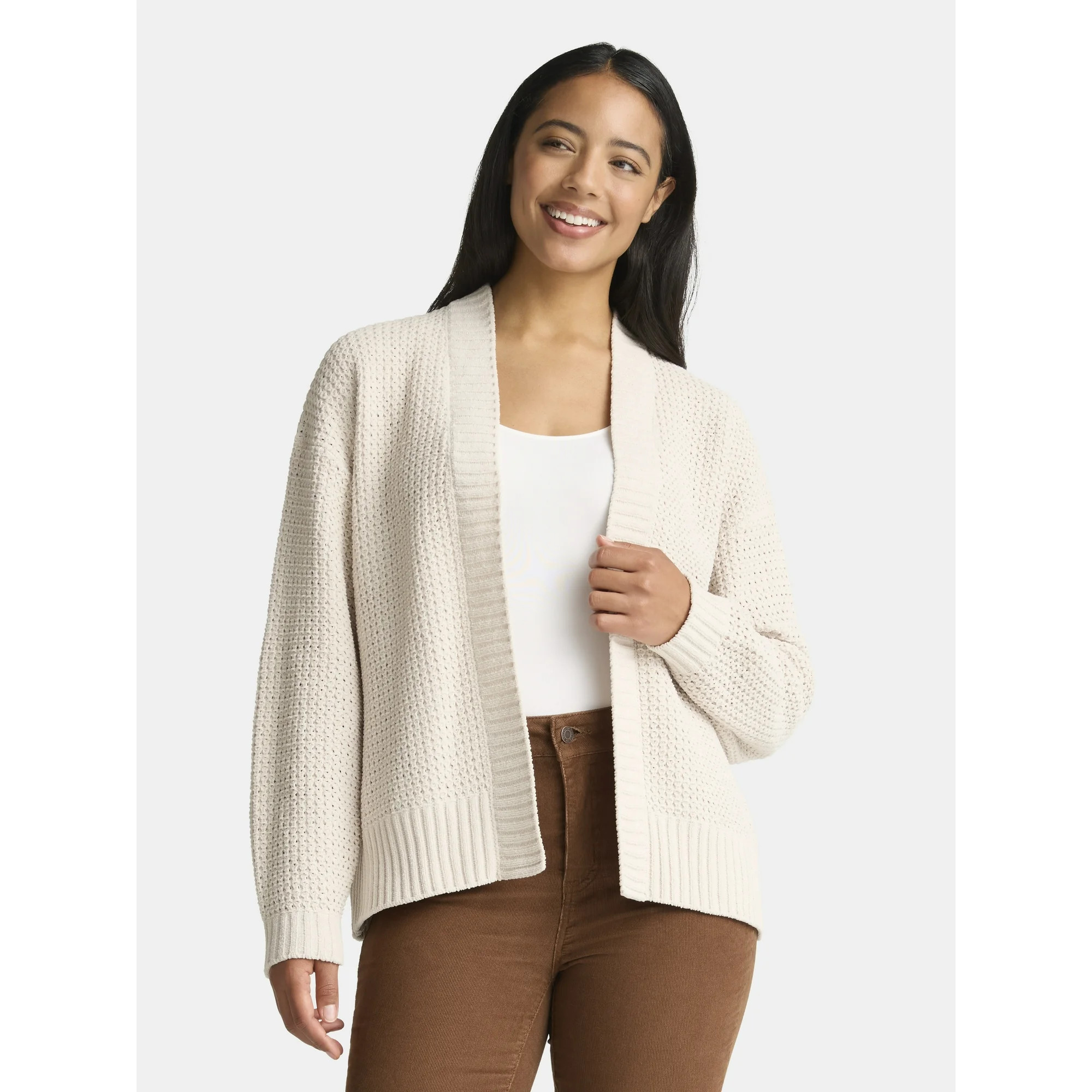 Time and Tru Women's Chenille Cardigan Sweater, Midweight, Sizes XS-XXXL | Walmart (US)