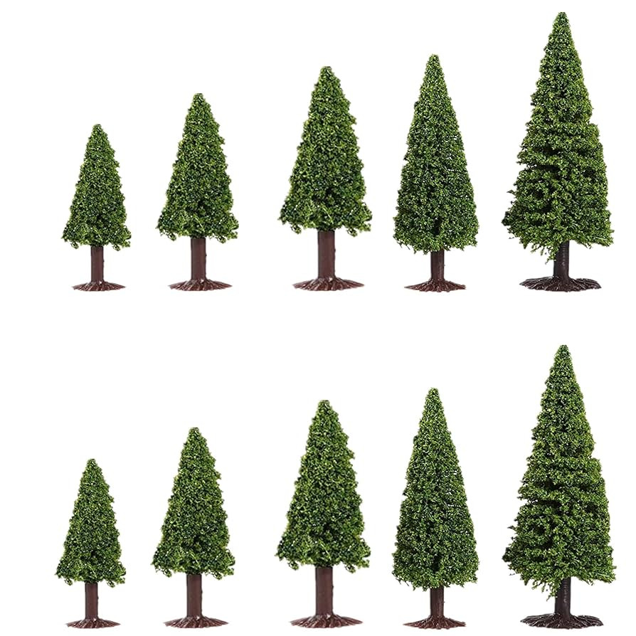 10pcs Green Scenery Landscape Model Cedar Trees Train Scenery Landscape Pine Miniature Diorama Tr... | Amazon (US)