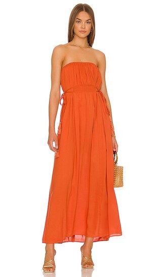 x REVOLVE Anneta Maxi Dress in Rust | Orange Maxi Dress Orange Dress Outfit Strapless Dress  | Revolve Clothing (Global)