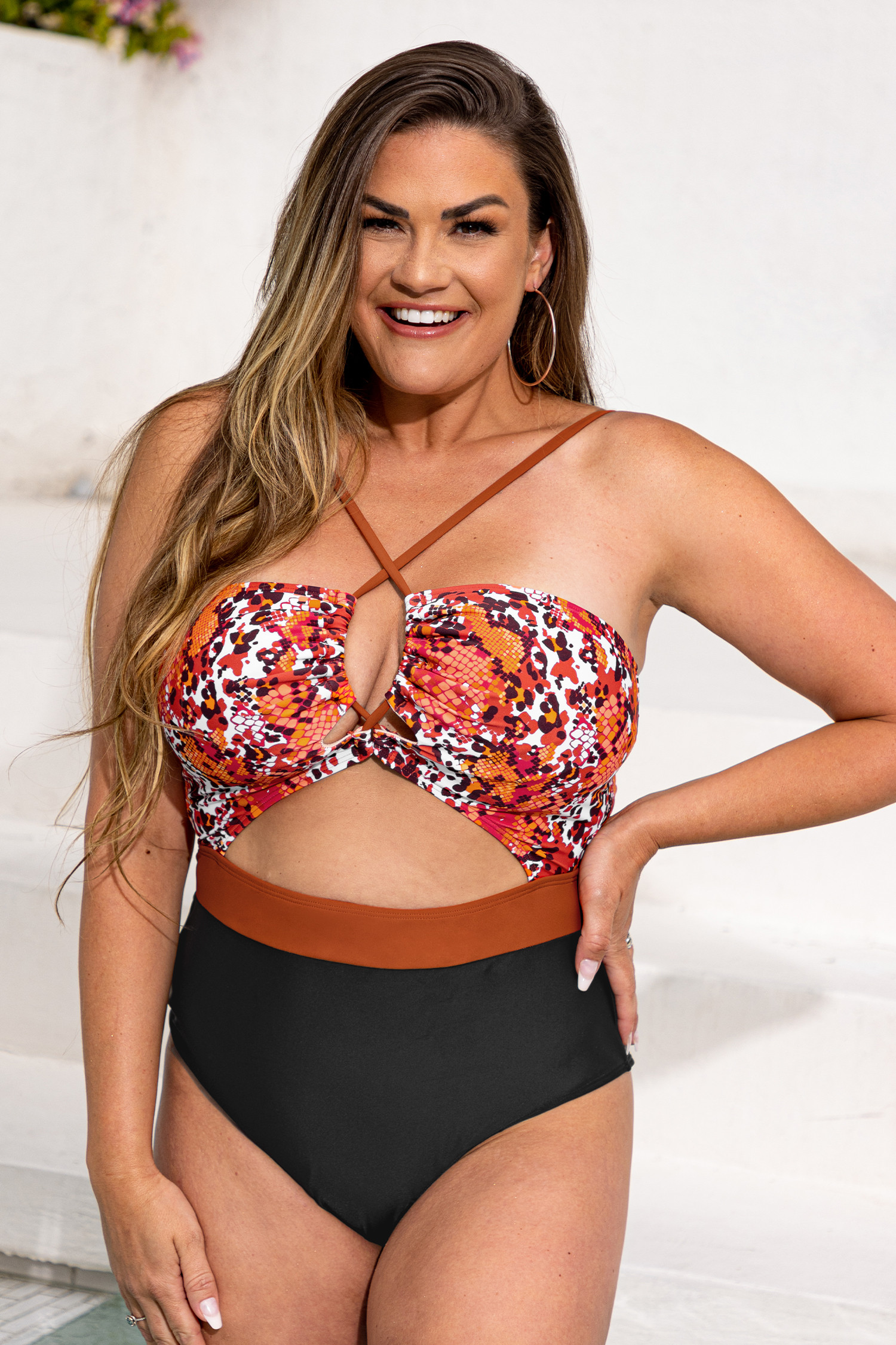 Hot Animal Print Cutout Crisscross Halter One Piece Swimsuit | Cupshe US