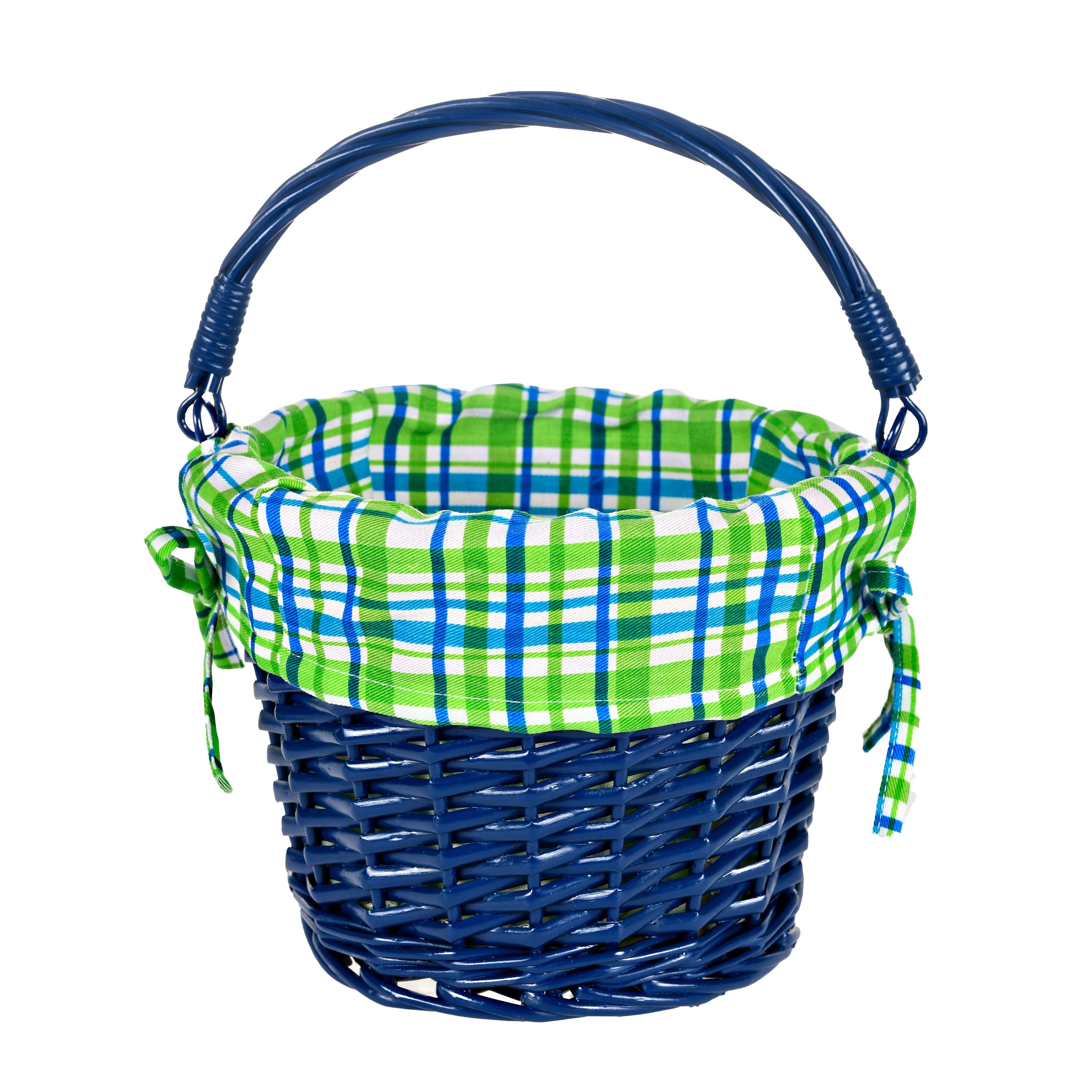 Way To Celebrate Easter Basket with Liner, Blue Plaid - Walmart.com | Walmart (US)