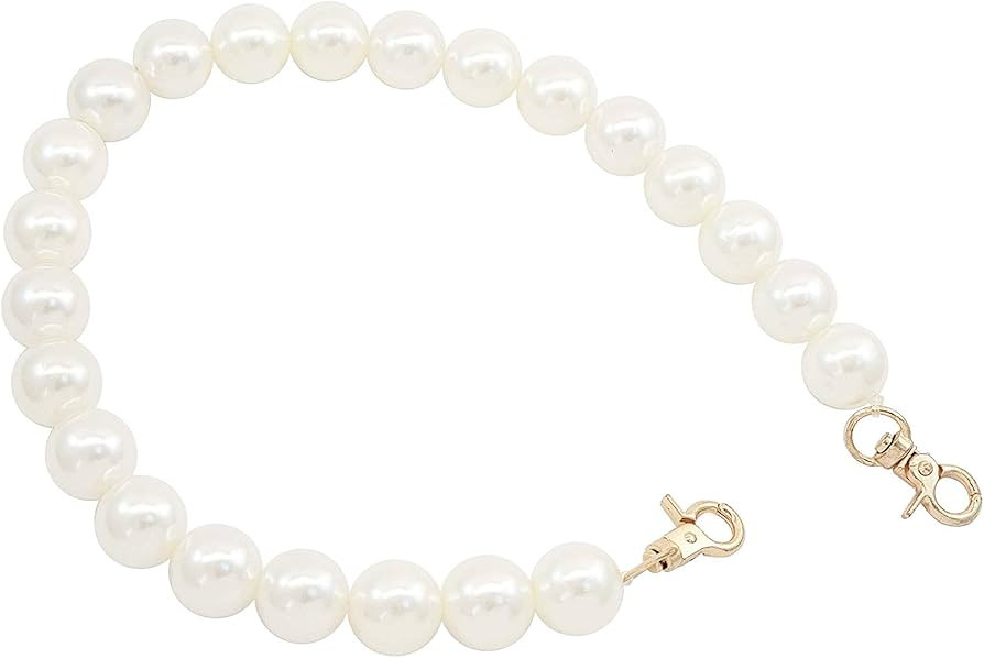 17" 45cm DIY Round Imitation Pearl Bead Short Handle Replacement Chain Strap Handbag Chains Acces... | Amazon (US)