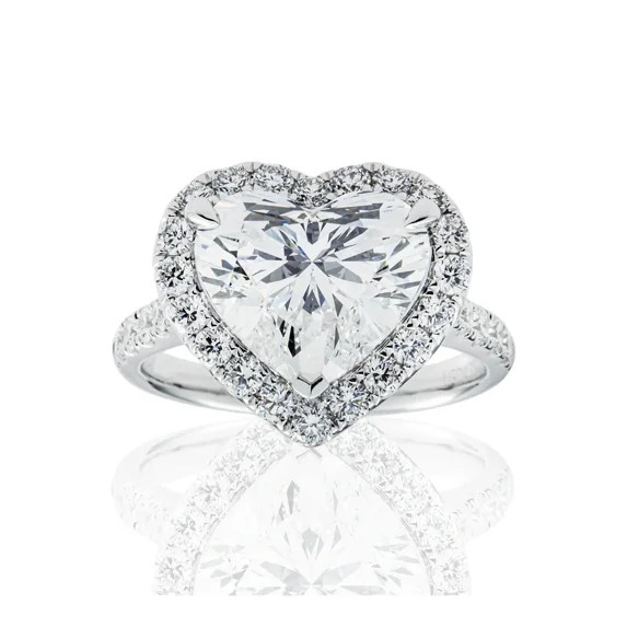 Heart Style Halo Wedding Ring, 14K White Gold Plated, Cluster Engagement Ring, 2.0 CT Heart Simul... | Walmart (US)