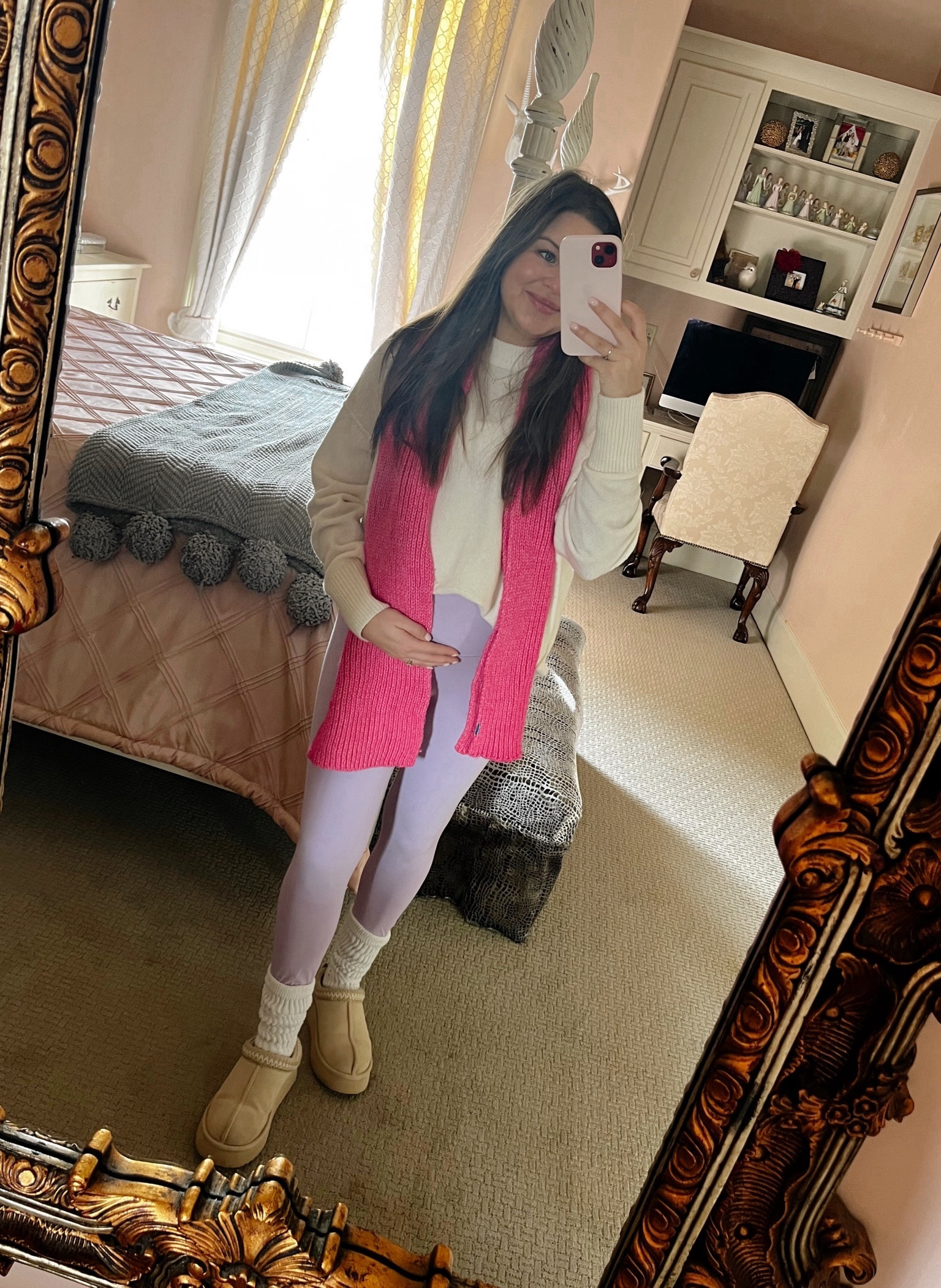 This sweater is super soft and easy to pair. I am wearing a size S for an oversized feel. I love pairing pink and purple together 💖 

Knit scarf. Pink scarf. Butterluxe leggings. Purple leggings. Lavender leggings. Ugg dupe. Slouchy socks. Amazon find. Aerie. Oversized sweater. Cashsoft sweater. American eagle. Loungewear. 

#LTKfindsunder50 #LTKbump