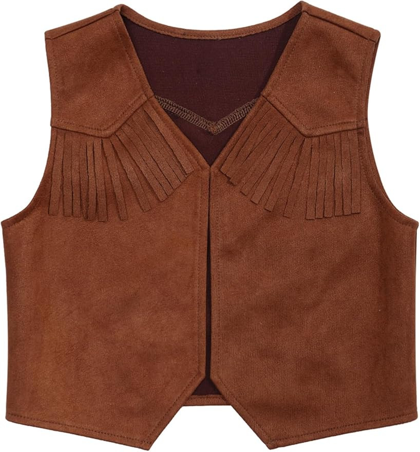 Kids Boys Western Cowboy Vest Suede Tassel Jacket Outerwear Top Halloween Party Fancy Outfits | Amazon (US)
