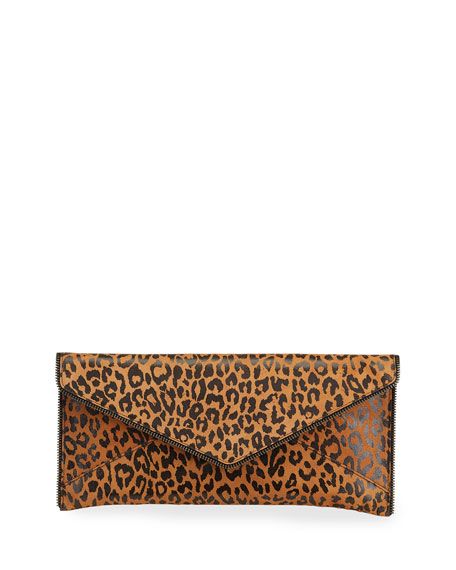 Leo Leopard-Print East-West Clutch Bag | Neiman Marcus
