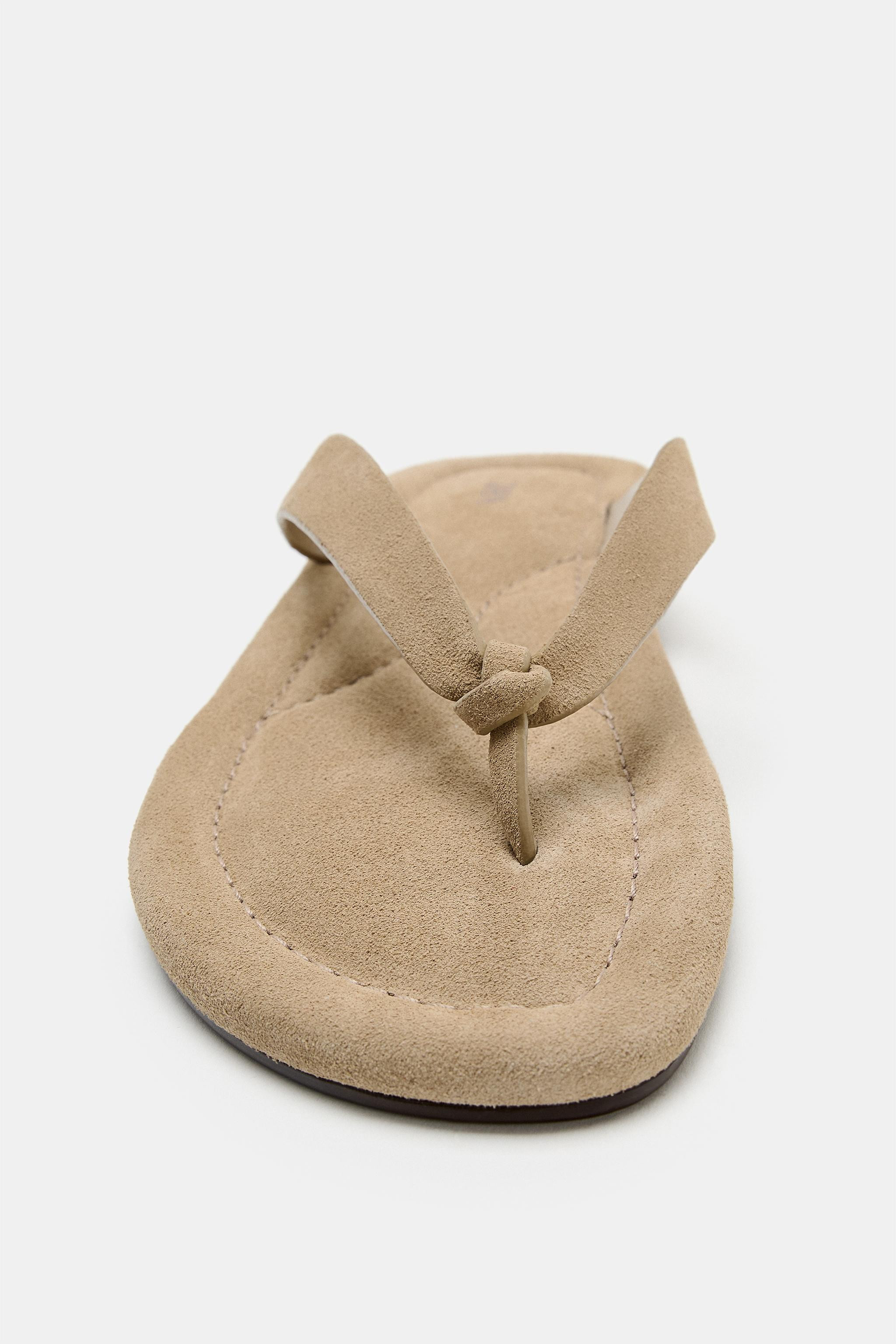 FLAT LEATHER SANDALS | Zara US