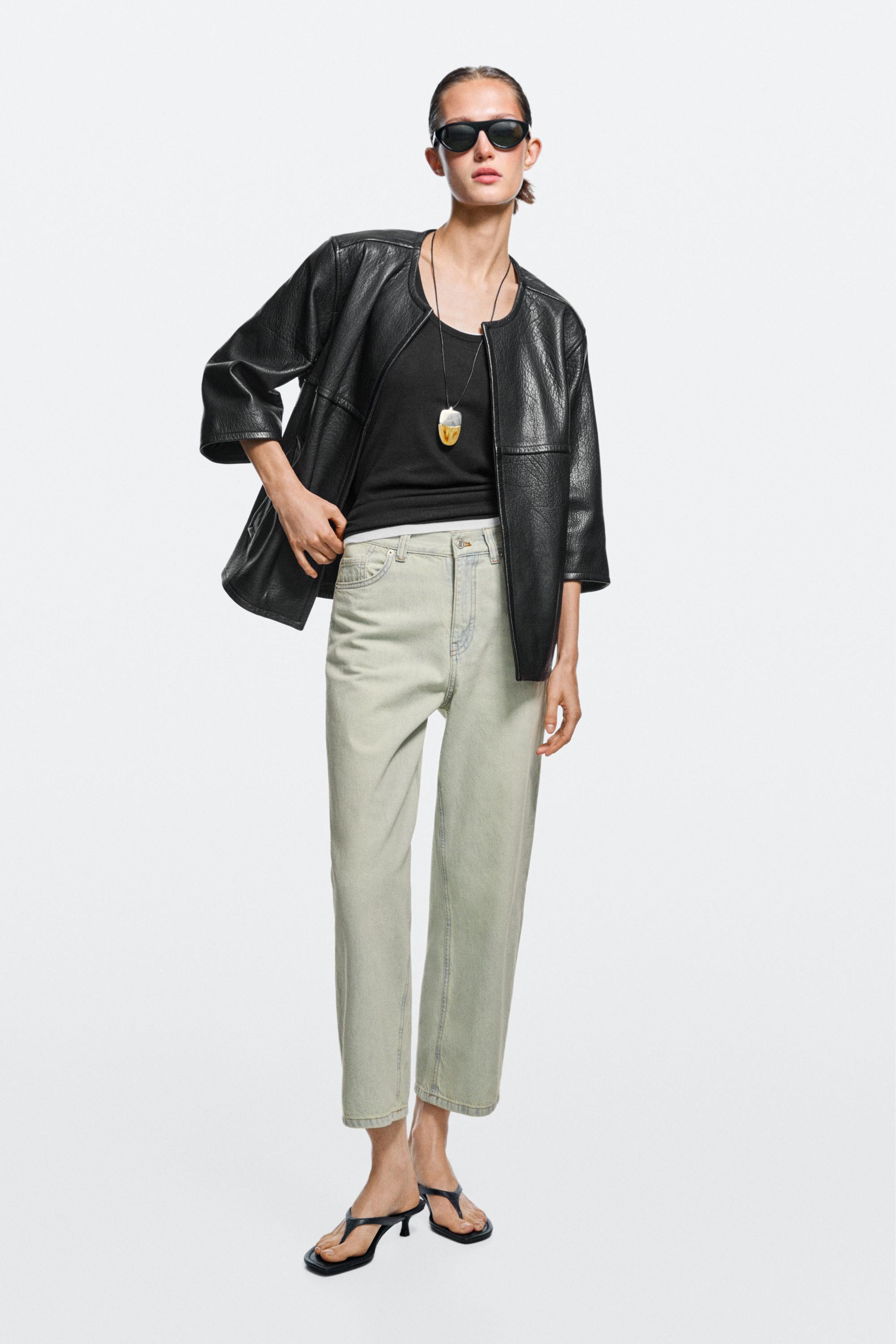 Cropped-Wide-Leg-Jeans mit halbhohem Bund | Massimo Dutti DE