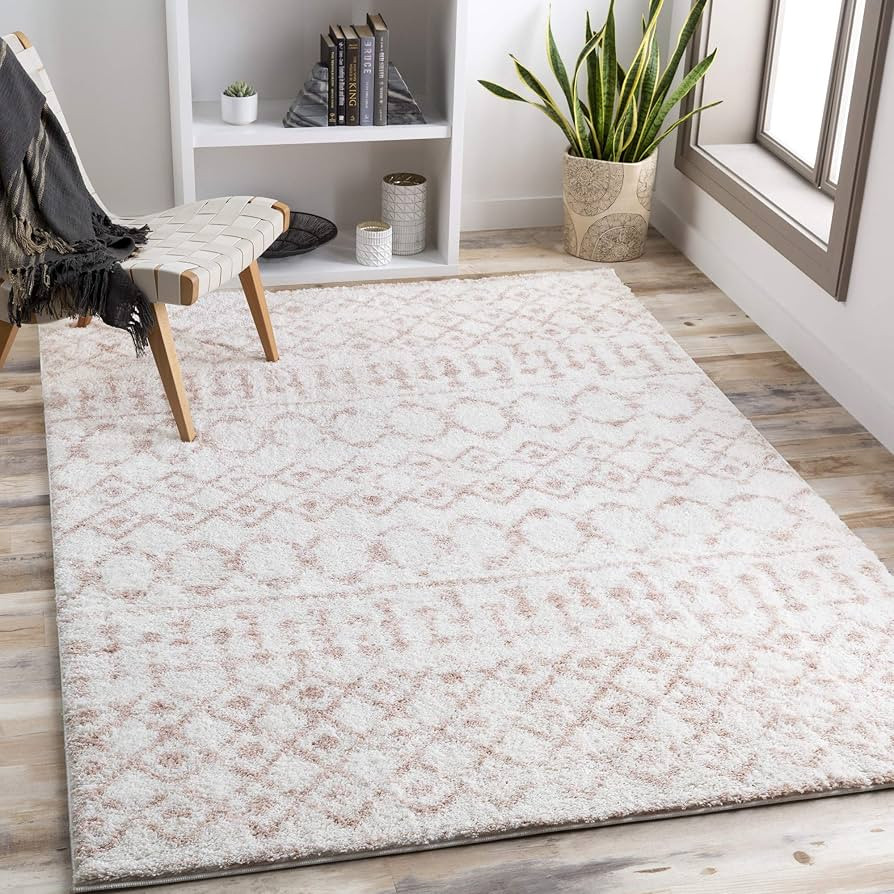 Livabliss Aliyah Shag Global Area Rug, 7'10" x 10', Cream/Pale Pink, (8' x 10') | Amazon (US)
