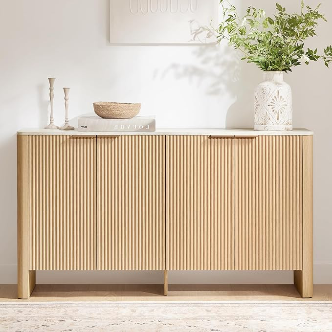 CHITA 61" Sideboard Buffet Cabinet with Storage, Living Room Accent Cabinet with Doors and Adjust... | Amazon (US)