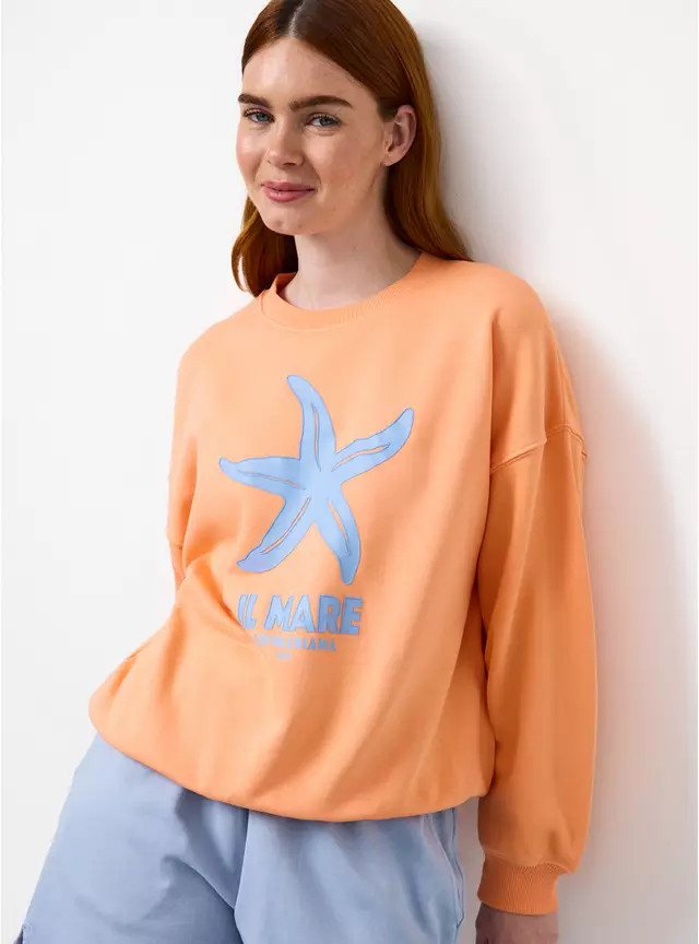 Orange Il Mare Graphic Sweatshirt XL | Tu Clothing