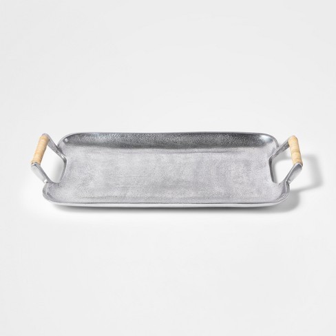 Metal Tray With Wrapped Handles Silver - Threshold™ | Target