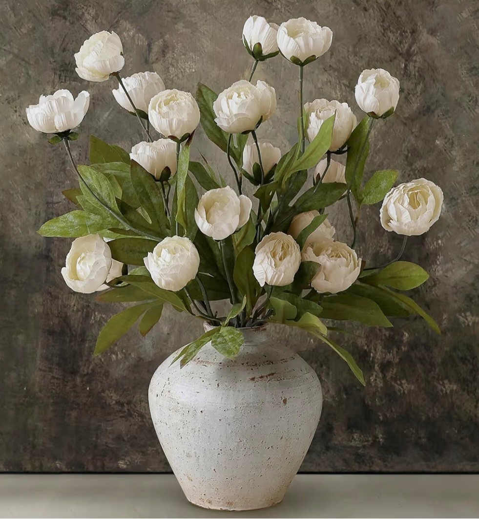 VIERENA 6 Pcs Faux Silk Peony Artificial Flowers for Vase -27", Bulk Fake Peonies Branches with Stems for DIY Bouquet Centerpieces Wedding Fillers Arrangements Shower Decorations (Cream) 

#LTKSeasonal #LTKValentine #LTKHome