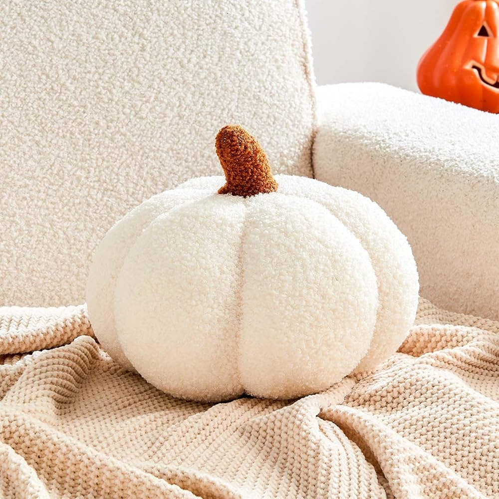 Halloween Pumpkin Pillows, Ivory Fall Decoration Pumpkin Shaped Throw Pillow, 8" Cute 3D Shaped C... | Amazon (US)