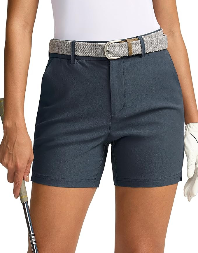 SANTINY Women's 5" Golf Shorts with Pockets Quick Dry Stretch Work Outdoor Hiking Shorts for Wome... | Amazon (US)