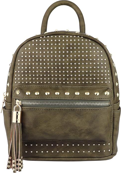 B BRENTANO Vegan Multi-Zipper Top Handle Mini Backpack with Tassel Accents | Amazon (US)