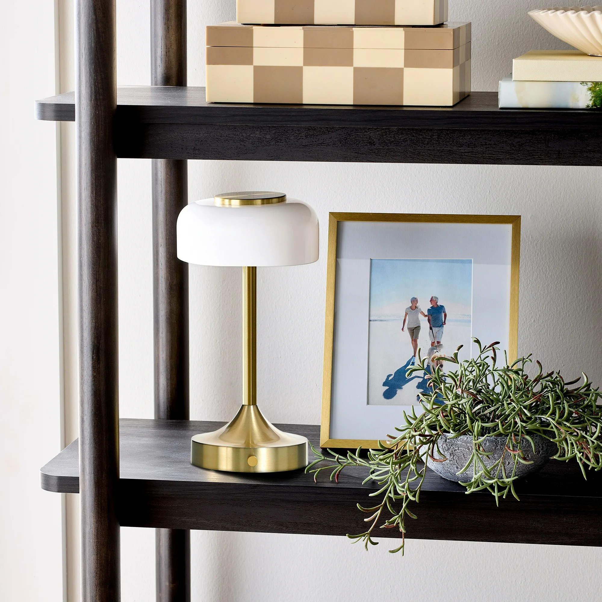 Better Homes & Gardens Portable Milk Glass Table Lamp, Rechargeable | Walmart (US)