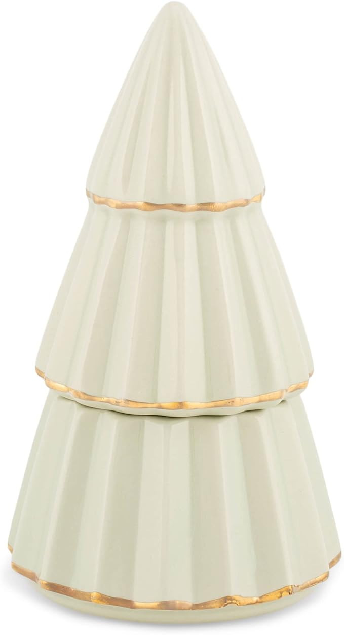 Illume Cream Gold Foil Trim 8.25 inch Soy Wax Ceramic Christmas Tree Candle, Peppermint Whip | Amazon (US)