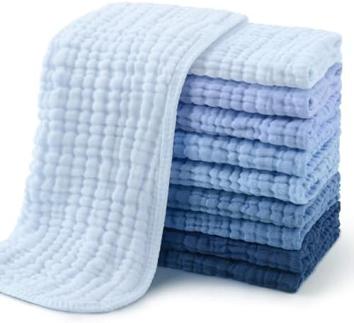 Yoofoss Muslin Burp Cloths for Baby 10 Pack 100% Cotton Baby Washcloths for Boys Girls Large 20''... | Amazon (US)
