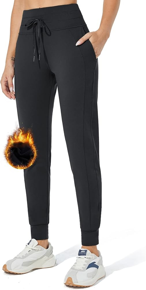 ZUTY Women's High Waisted Fleece Lined Joggers Water Resistant Sweatpants Hiking Running Winter T... | Amazon (US)