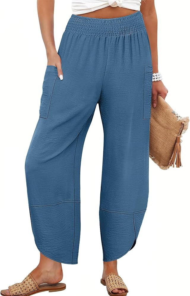 ANRABESS Womens Wide Leg Palazzo Capri Pants 2026 Summer Casual Loose High Waisted Lounge Flowy C... | Amazon (US)