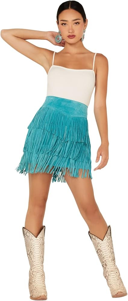 Scully Women's Fringe Tiered Suede Mini Skirt - L704-Trq | Amazon (US)