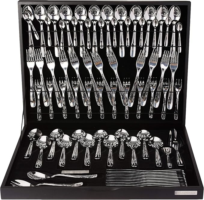 Faqueiro Maresias Aço Inox com Estojo de Madeira, 76 Peças, Prata, Tramontina | Amazon (BR)