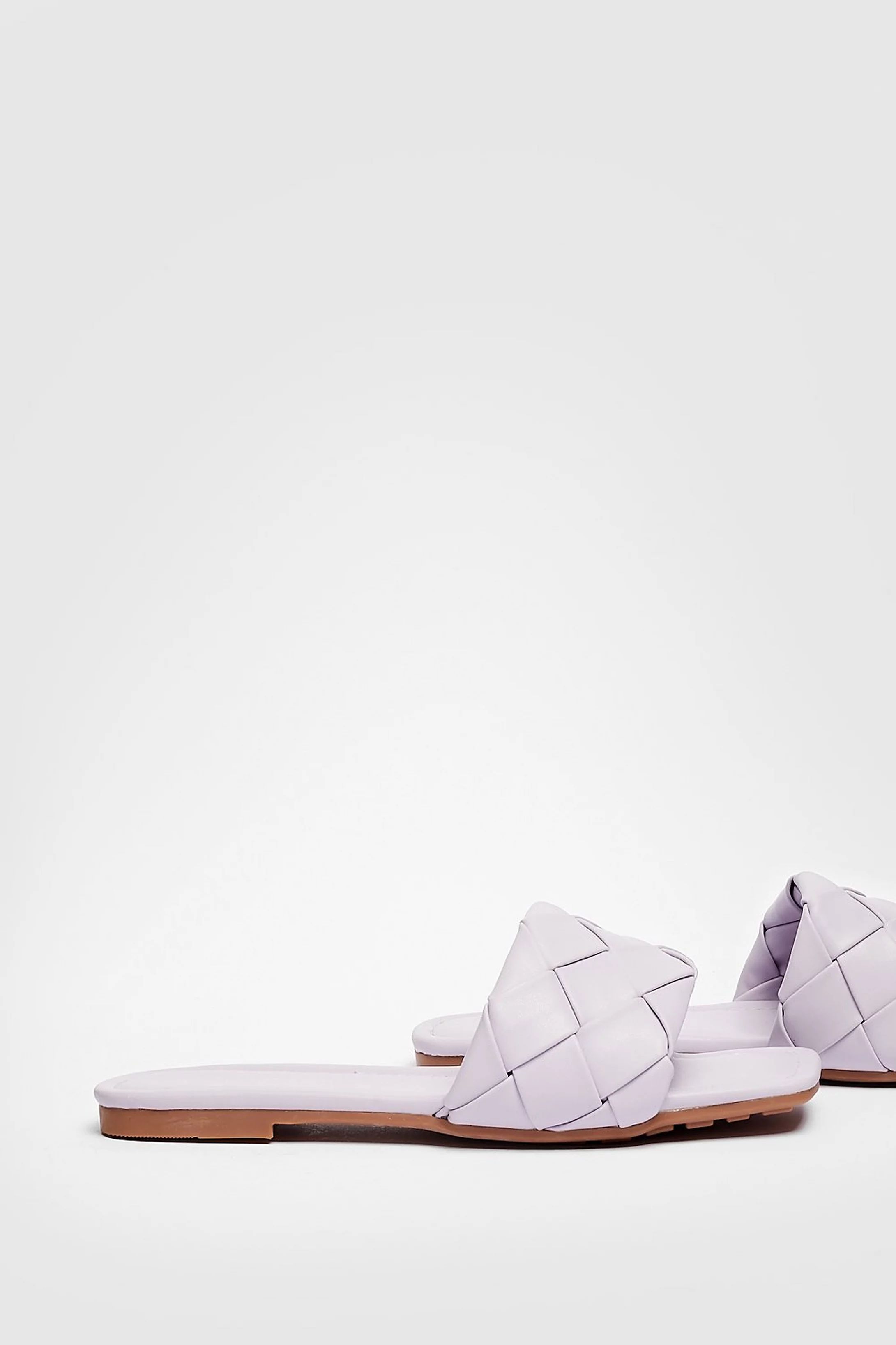 Faux Leather Square Toe Woven Flat Mules | Nasty Gal (US)