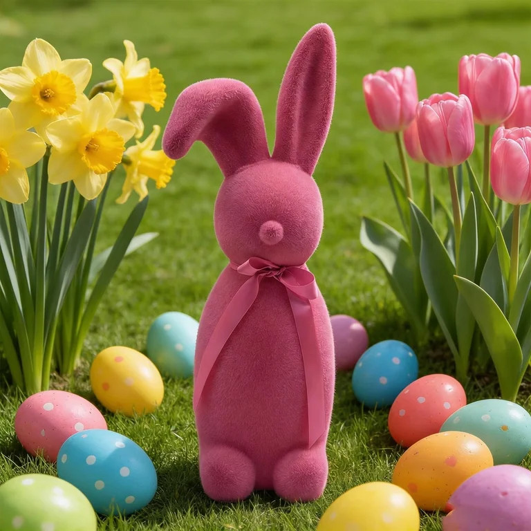 Hxlamzoo Easter Bunny Figurine Flocked Foam Pink Solid Soft Feel Lightweight 12.2x7.09x7.09 in In... | Walmart (US)