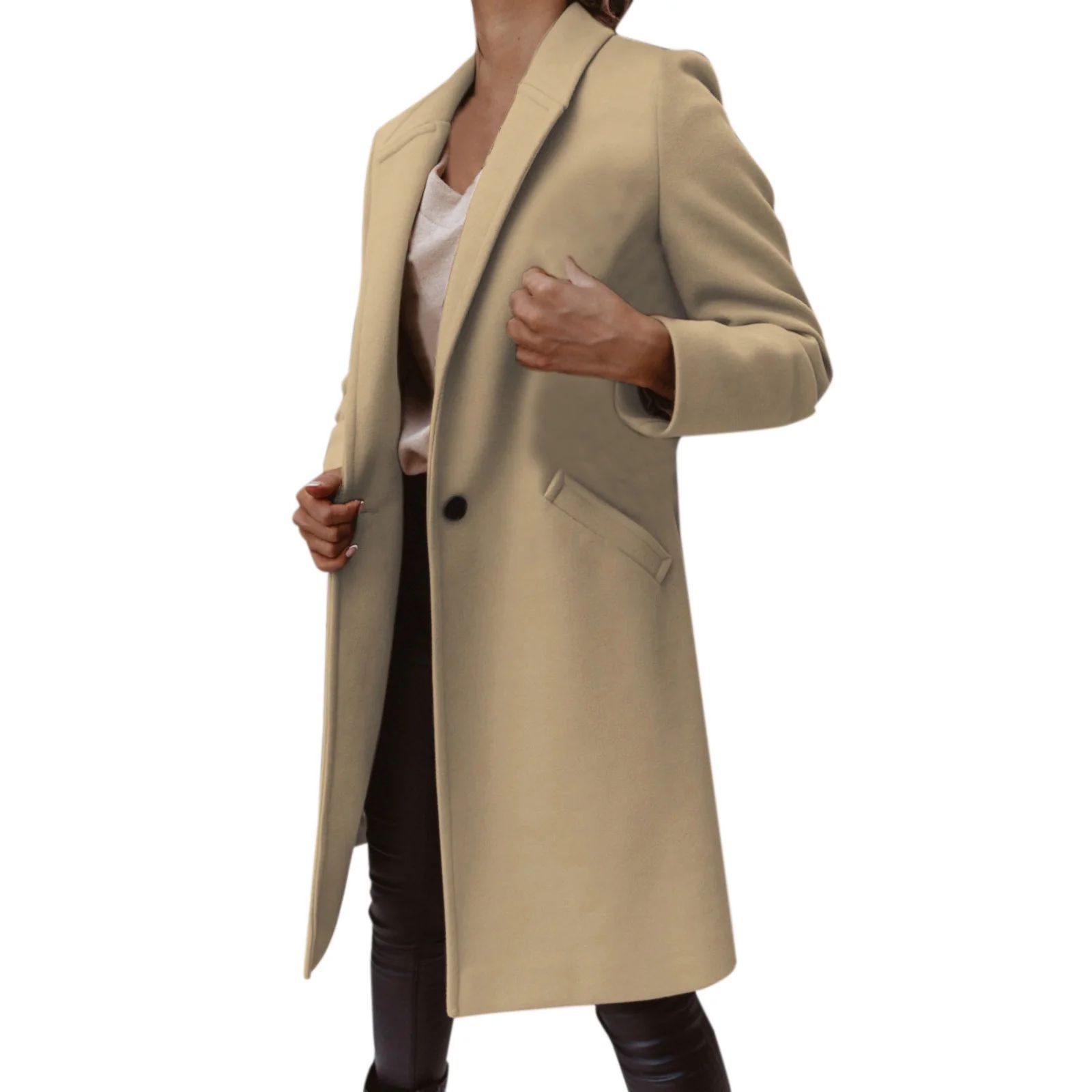 Pimfylm Women'S Sport Coats Slim Fit Long Sleeved Womens Jacket Suit Khaki XL | Walmart (US)