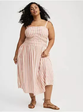 Shirred Tea Length Dress | Torrid (US & Canada)